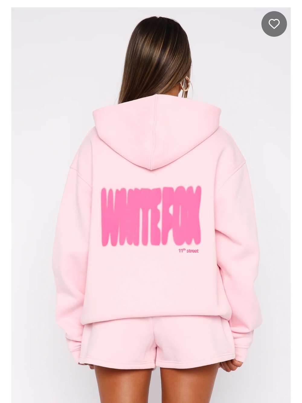 White Fox Boutique Light Pink Hoodie with Hot Pink Back Logo